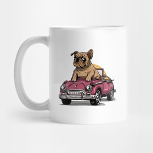 Bulldog Riding Open Roof Car Mug